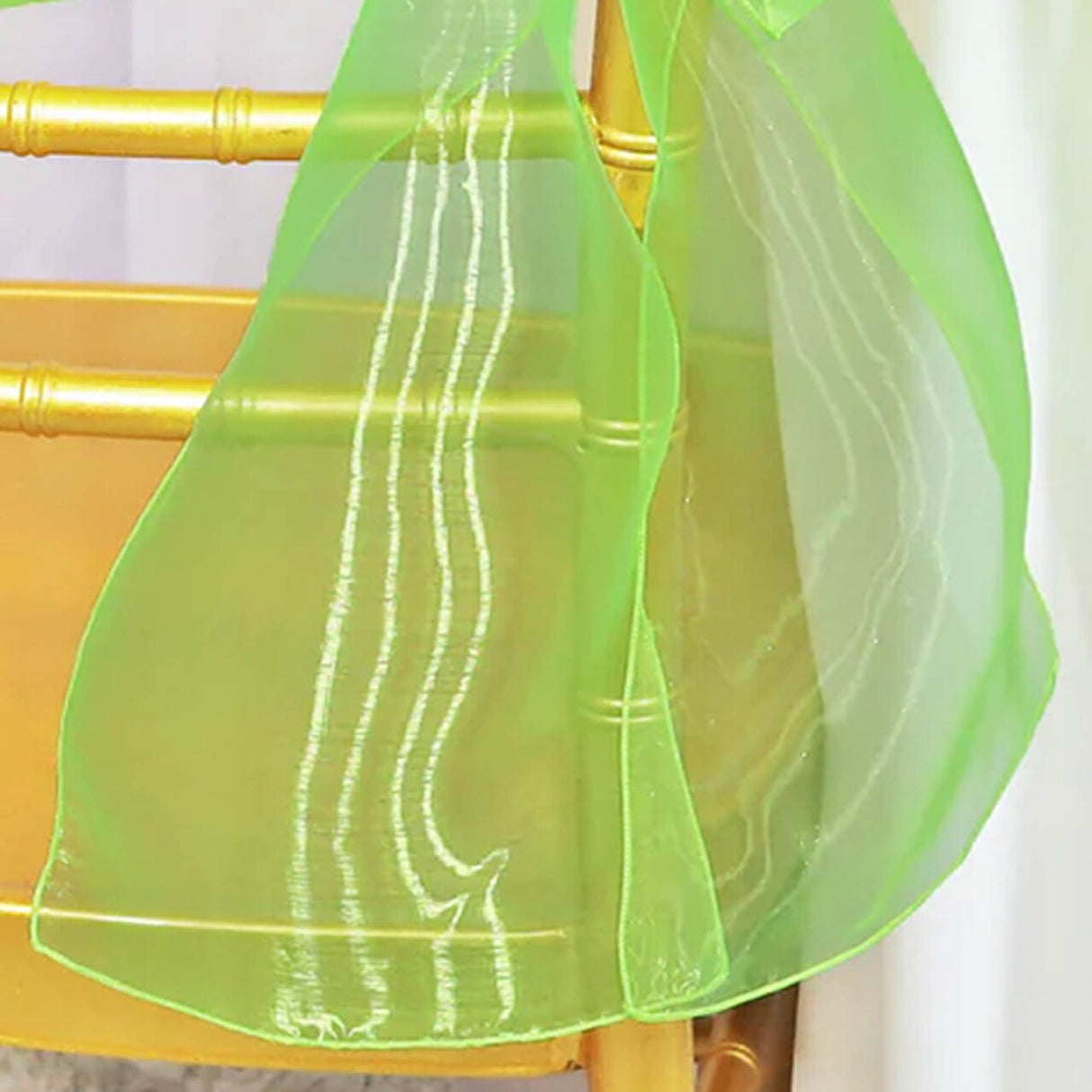 10 Pieces Apple Green Organza Chair Sashes 8"x108" Sheer Elegant Chair Decor for Weddings & Events