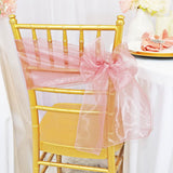 10 Pieces Rose Pink Organza Chair Sashes 8"x108" Elegant Event & Wedding Decor