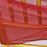 10 Pieces Burgundy Organza Chair Sashes 8"x108" Elegant Sheer Chair Decor for Weddings & Events