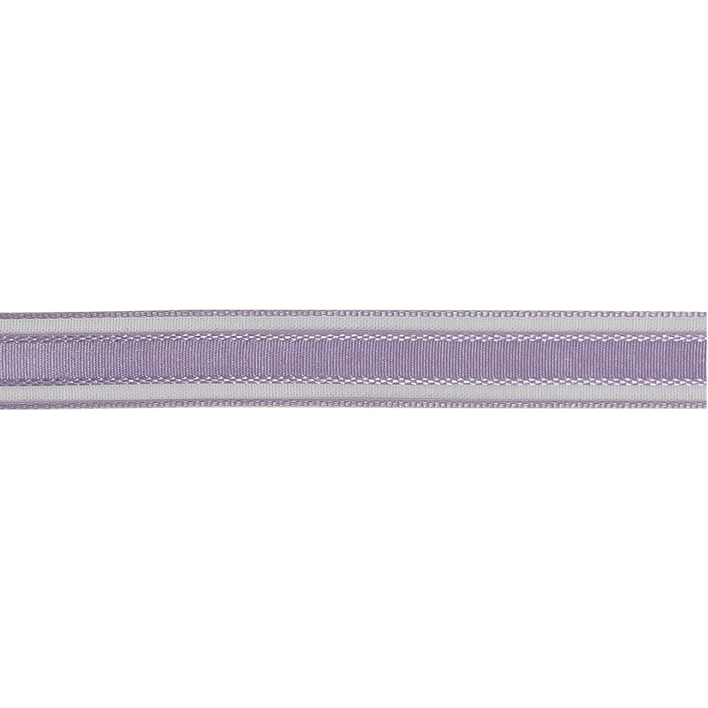 Lilac Woven Ribbon with Sheer Organza Borders - 0.5"