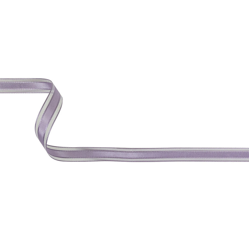 Lilac Woven Ribbon with Sheer Organza Borders - 0.5"