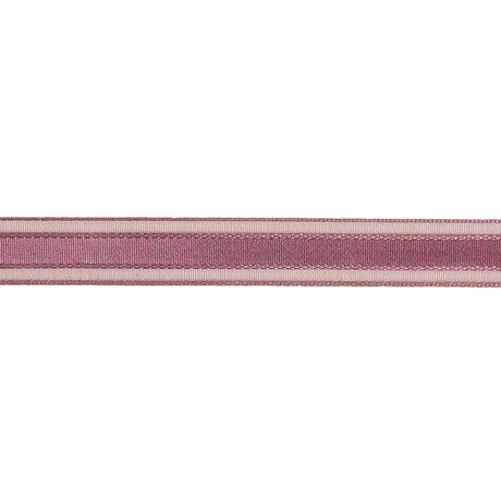 Amaranth Woven Ribbon with Sheer Organza Borders - 0.5"