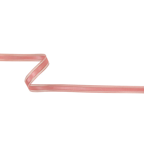 Bubblegum Woven Ribbon with Sheer Organza Borders - 0.5"