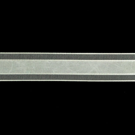 Brilliant White Woven Ribbon with Sheer Organza Borders - 0.75"