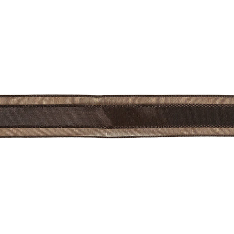Fudge Woven Ribbon with Sheer Organza Borders - 0.75"