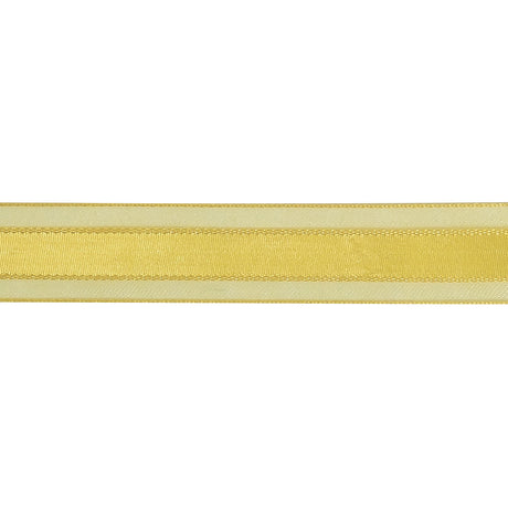 Yellow Woven Ribbon with Sheer Organza Borders - 0.75"