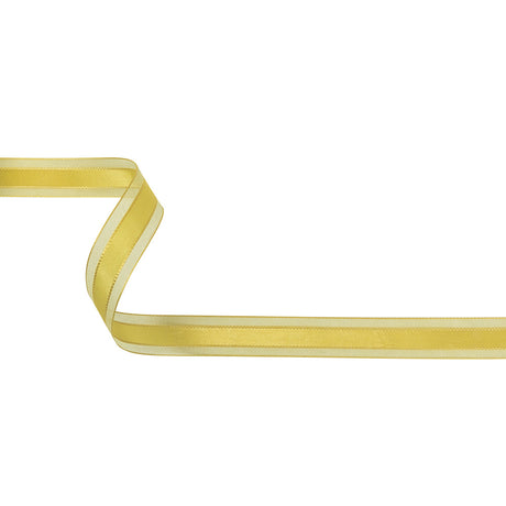 Yellow Woven Ribbon with Sheer Organza Borders - 0.75"