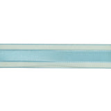 Baby Blue Woven Ribbon with Sheer Organza Borders - 0.75"