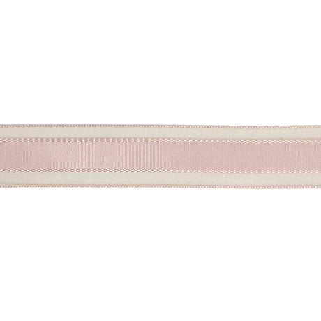 Pale Pink Woven Ribbon with Sheer Organza Borders - 0.75"