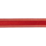 Red Woven Ribbon with Sheer Organza Borders - 0.75"
