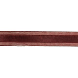 Wine Woven Ribbon with Sheer Organza Borders - 0.75"