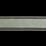 Coconut Milk Woven Ribbon with Sheer Organza Borders - 1"
