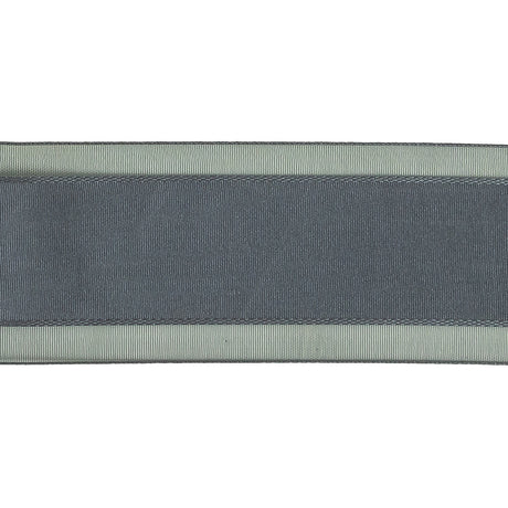 Folkstone Gray Woven Ribbon with Sheer Organza Borders - 1.5"