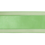 Patina Green Woven Ribbon with Sheer Organza Borders - 1.5"