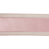 Pale Pink Woven Ribbon with Sheer Organza Borders - 1.5"