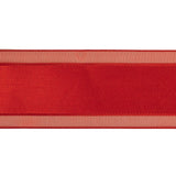 Red Woven Ribbon with Sheer Organza Borders - 1.5"