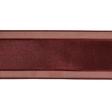 Wine Woven Ribbon with Sheer Organza Borders - 1.5"
