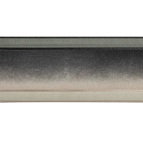 Black and Odyssey Gray Ombre Woven Ribbon with Sheer Organza Borders - 1.5"