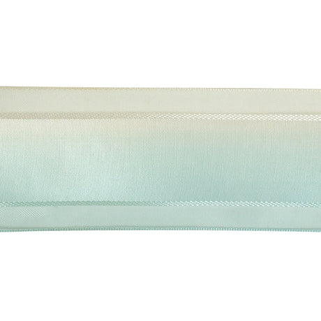 Sky Blue and Star White Ombre Woven Ribbon with Sheer Organza Borders - 1.5"
