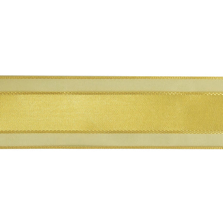 Yellow Woven Ribbon with Sheer Organza Borders - 1"