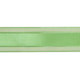 Patina Green Woven Ribbon with Sheer Organza Borders - 1"