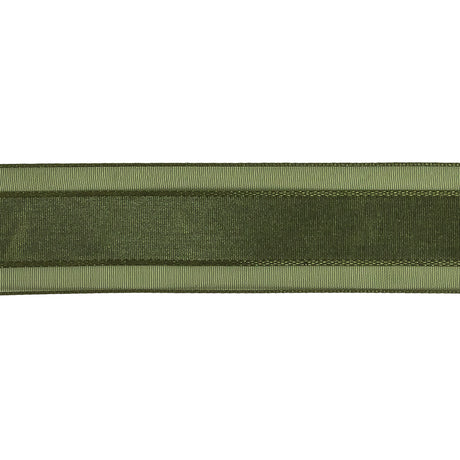 Cypress Woven Ribbon with Sheer Organza Borders - 1"