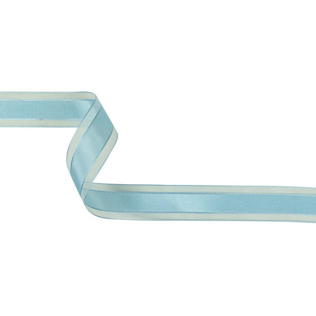 Baby Blue Woven Ribbon with Sheer Organza Borders - 1"