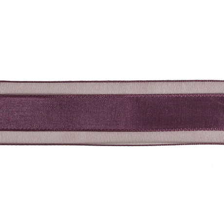 Sunset Purple Woven Ribbon with Sheer Organza Borders - 1"