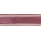 Amaranth Woven Ribbon with Sheer Organza Borders - 1"