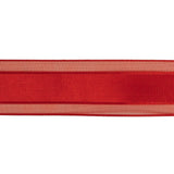 Red Woven Ribbon with Sheer Organza Borders - 1"