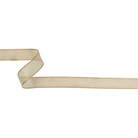 Beige Shimmering Organza Ribbon with Woven Edges - 0.75"