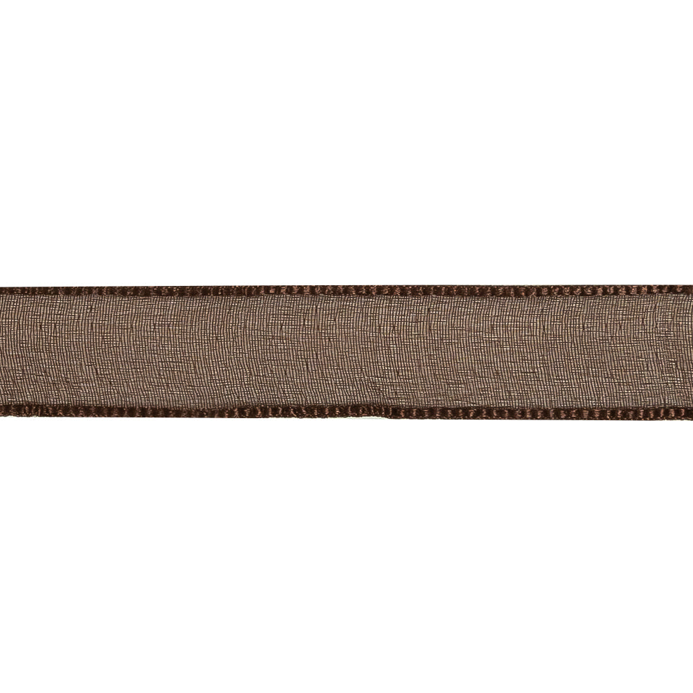 Brown Shimmering Organza Ribbon with Woven Edges - 0.75"