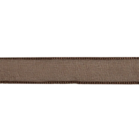 Brown Shimmering Organza Ribbon with Woven Edges - 0.75"
