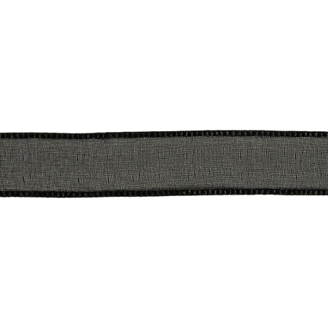 Black Shimmering Organza Ribbon with Woven Edges - 0.75"