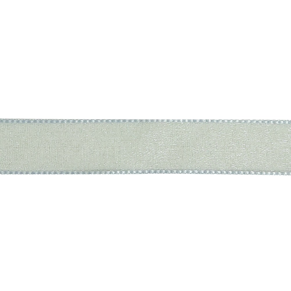 Pale Blue Shimmering Organza Ribbon with Woven Edges - 0.75"