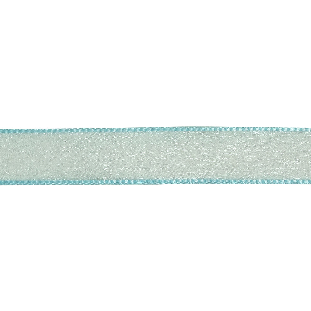 Sky Blue Shimmering Organza Ribbon with Woven Edges - 0.75"