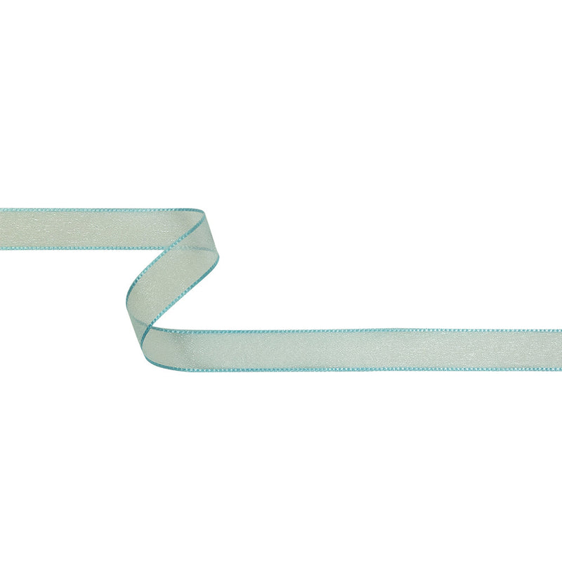 Sky Blue Shimmering Organza Ribbon with Woven Edges - 0.75"