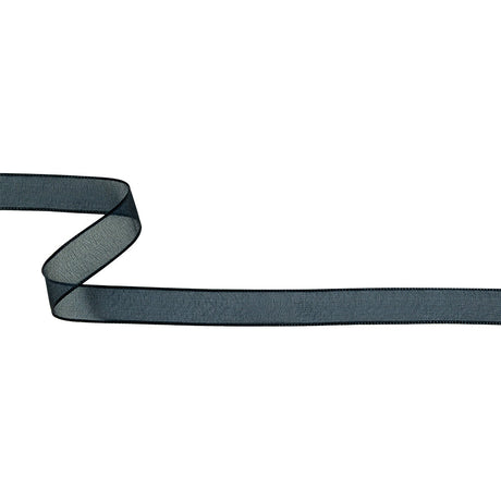 Navy Shimmering Organza Ribbon with Woven Edges - 0.75"