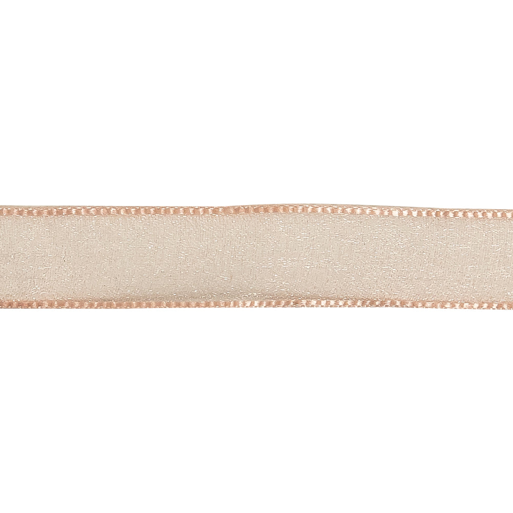 Peach Shimmering Organza Ribbon with Woven Edges - 0.75"