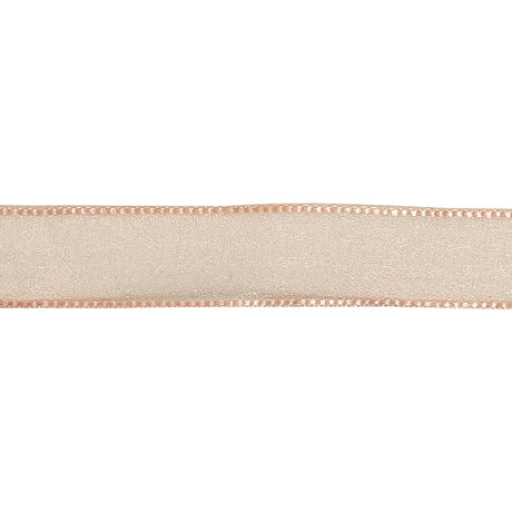 Peach Shimmering Organza Ribbon with Woven Edges - 0.75"