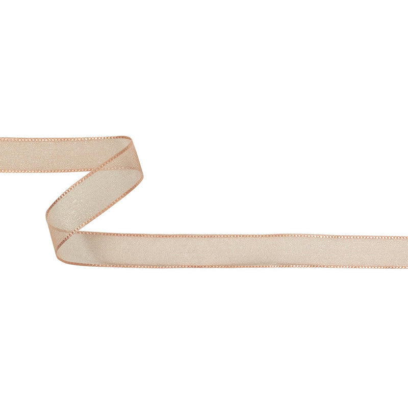 Peach Shimmering Organza Ribbon with Woven Edges - 0.75"