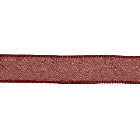 Wine Shimmering Organza Ribbon with Woven Edges - 0.75"