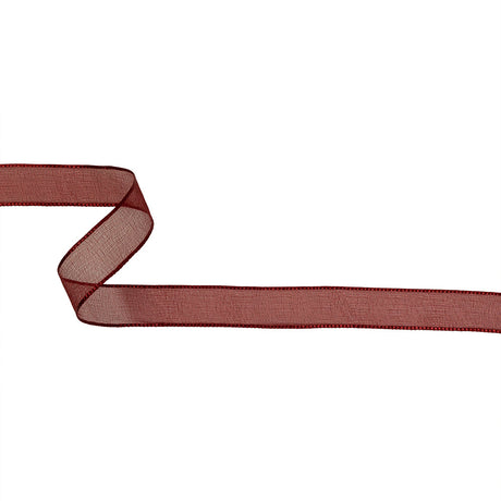 Wine Shimmering Organza Ribbon with Woven Edges - 0.75"