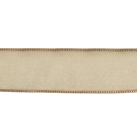 Beige Shimmering Organza Ribbon with Woven Edges - 1.125"