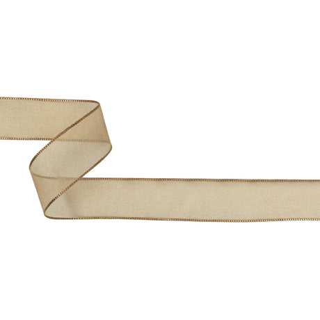 Beige Shimmering Organza Ribbon with Woven Edges - 1.125"
