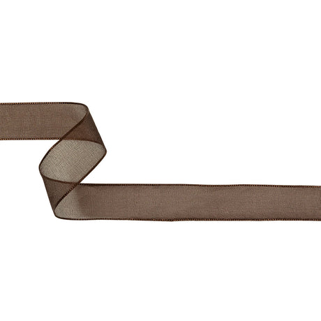 Brown Shimmering Organza Ribbon with Woven Edges - 1.125"