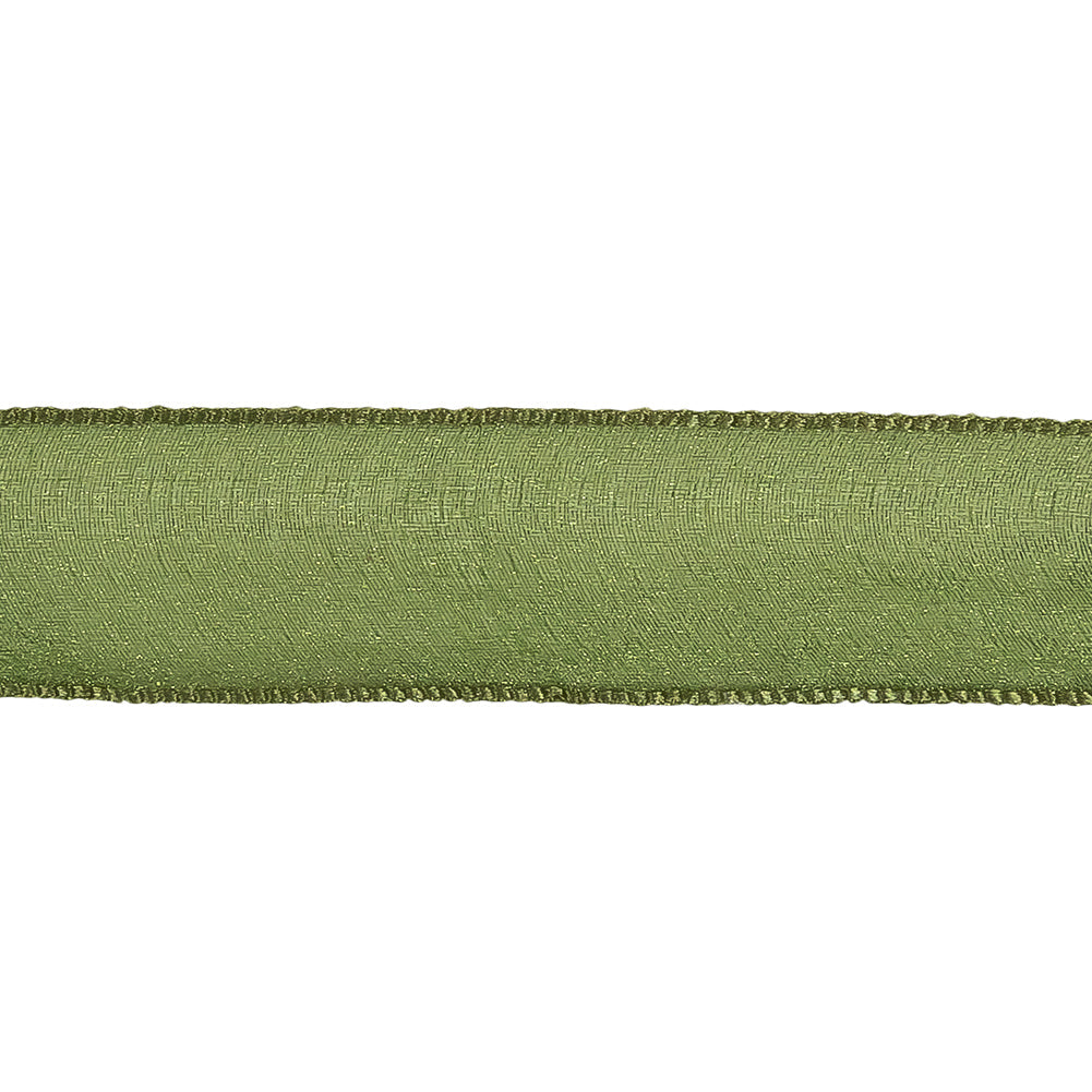 Moss Shimmering Organza Ribbon with Woven Edges - 1.125"