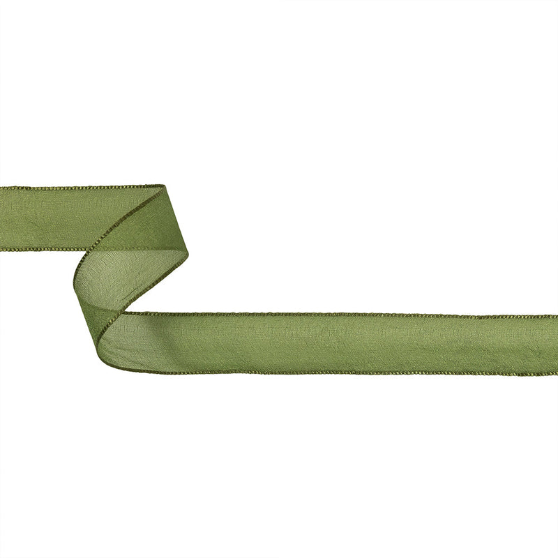 Moss Shimmering Organza Ribbon with Woven Edges - 1.125"