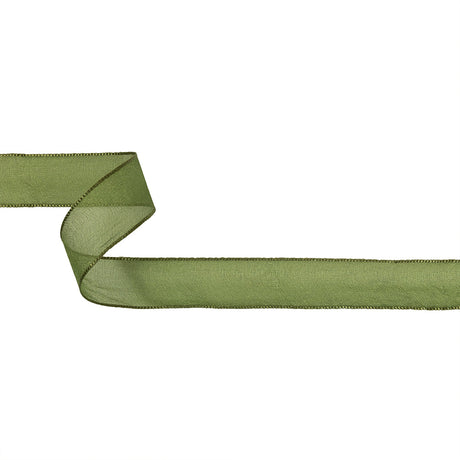 Moss Shimmering Organza Ribbon with Woven Edges - 1.125"