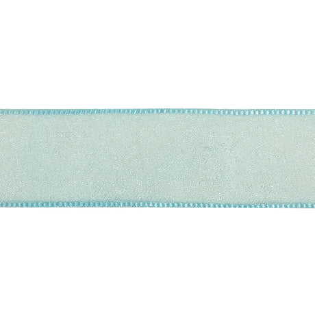 Sky Blue Shimmering Organza Ribbon with Woven Edges - 1.125"